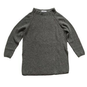Alessandro Simoni Funnel Neck Sweater Womens 44 Medium Gray Cashmere Cable Knit